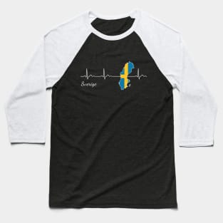 Sweden Sverige heartbeat flag Baseball T-Shirt